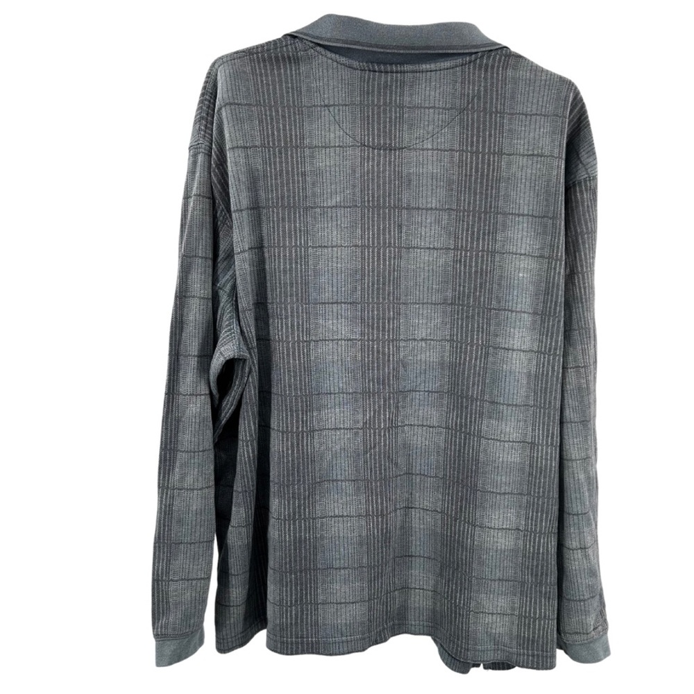 Haggar Blue and Gray long sleeve thick Polo Shirt XXL work office plaid - Picture 2 of 10